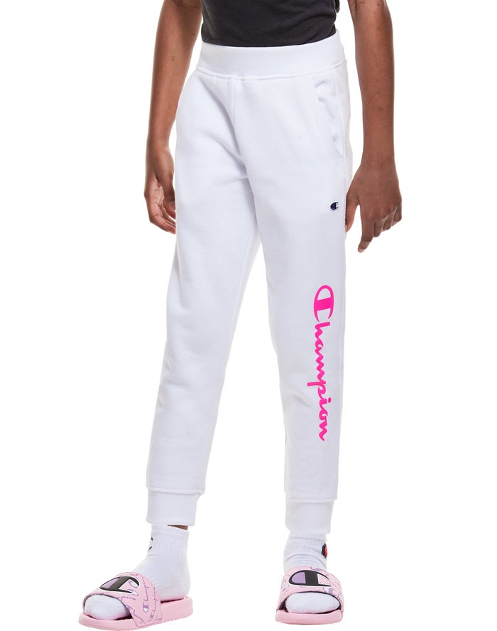 Champion Joggingbroek Meisjes - Wit - Fleece Script Logo ( 310895-XUM )